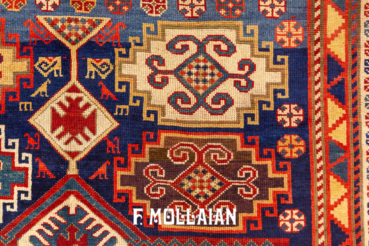 Hand-knotted Caucasian Kazak Moghan Antique Rug n°:54882943